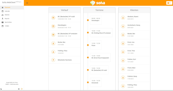 SOFIA WebClient – Mobilansicht